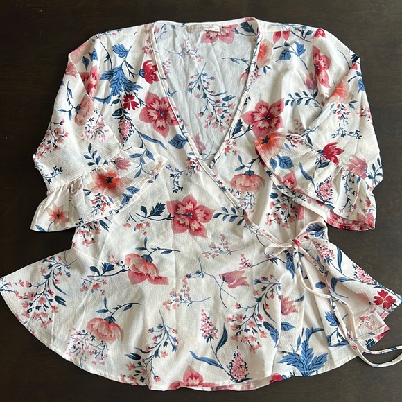 Floral 1/2 Sleeve Tie Blouse - Picture 7 of 14